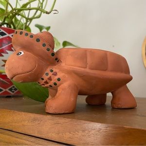 Cobble Creek Terra Cotta Turtle Wax Candle Reusable Holder